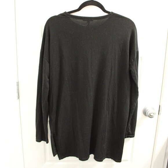 Eileen Fisher Tencel Lyocell Long Sleeve Scoop Neck Oversized Shirt Small Black - Picture 3 of 3
